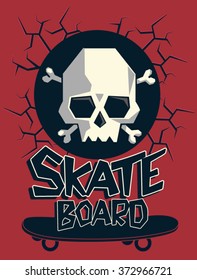 vector skateboard skull design