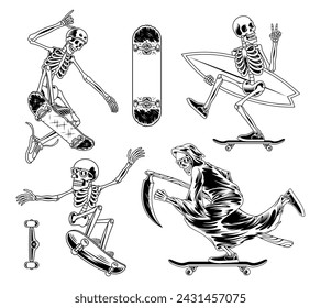 Vector skateboard skull design . For t-shirts, stickers and other similar products.