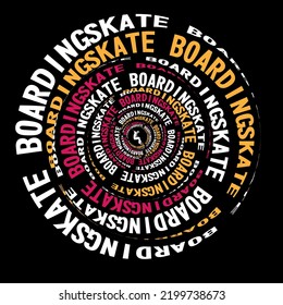 vector skateboard spiral text stylish design