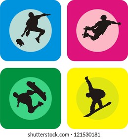 vector skateboarders silhouettes