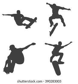 Vector skateboarders silhouettes