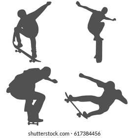 Vector skateboarders silhouettes