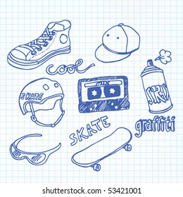 Vector Skateboarding Doodles