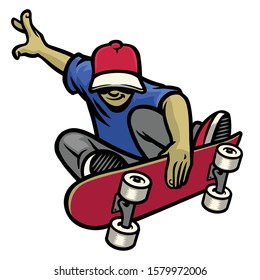 vector of skater in action playing his skateboard