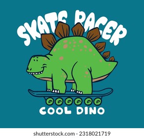 vector skater cute dinosaur illustration