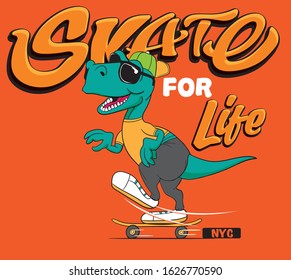 vector skater dino cartoon character