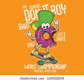 vector skater donut character  illustration