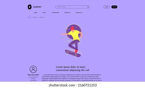 Vector skater in shadow of sharp lines style