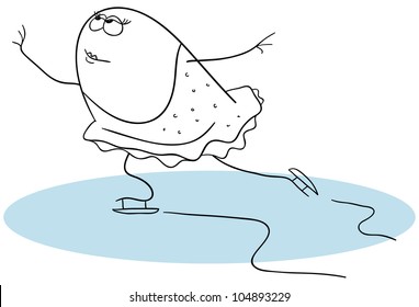 Vector skating woman is isolated on a white background