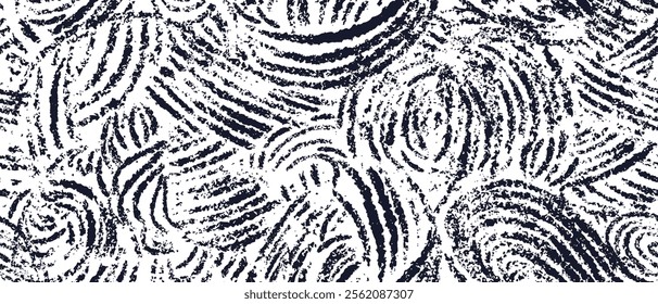 Vector skein. Texture of fur. Graphic abstract black pattern on white background. Ink handdrawn seamless ornament, fashion textiles. Balls of thread. Round skein of knitting