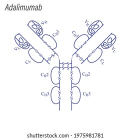 Vector Skeletal Formula Of Adalimumab. Drug Chemical Molecule.