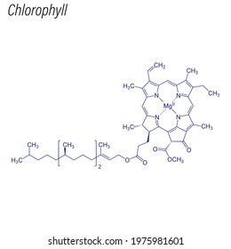 Vector Skeletal Formula Of Chlorophyll. Drug Chemical Molecule.