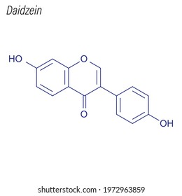 Vector Skeletal formula of Daidzein. Drug chemical molecule.
