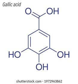 Vector Skeletal formula of Gallic acid. Drug chemical molecule.