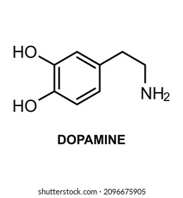 Vector skeletal formula illustration of dopamine symbol isolated on white