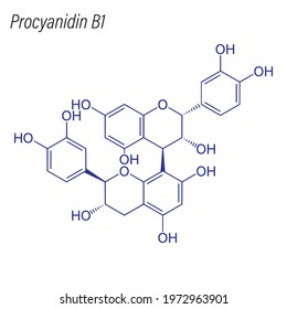 Vector Skeletal formula of Procyanidin B1. Drug chemical molecule.
