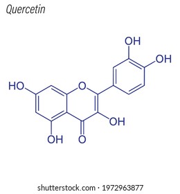 Vector Skeletal formula of Quercetin. Drug chemical molecule.