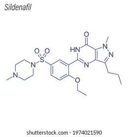 Vector Skeletal formula of Sildenafil. Drug chemical molecule.