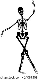 Vector skeleton ballerina, dancing silhouette. Halloween illustration
