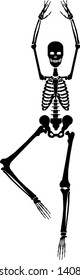 Vector skeleton ballerina, dancing silhouette. Halloween illustration