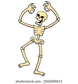 vector skeleton cartoon halloween illustration isolated