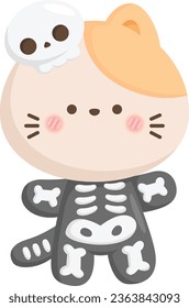 a vector of a skeleton cat 