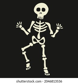 Vector skeleton flat style. Simple shape of bones skeleton. Funny illustration.