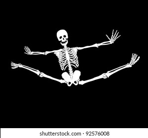 Vector skeleton making splits. Haloween background