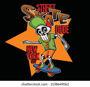 vector skeleton skater boy illustration