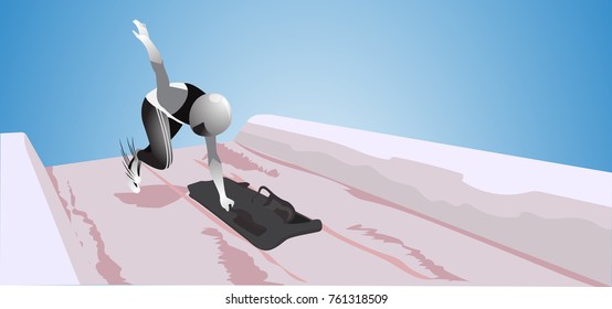 Vector Skeleton Sport. Olympic Winter Sport Athlete.Vector Illustration.