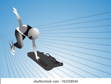 Vector skeleton sport. Olympic Winter sport athlete.Vector illustration.