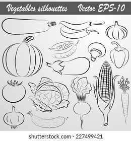 Vector sketch abstract drawing set of vegetables