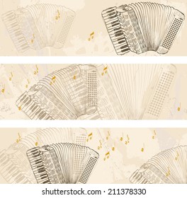 Vector Sketch accordion on a light background. Banners