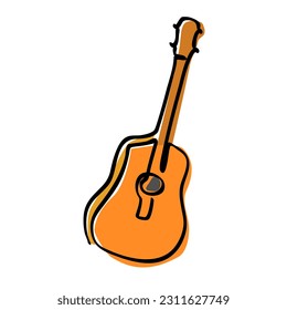 vector sketch accoustic guitar single one line art, continuous 
