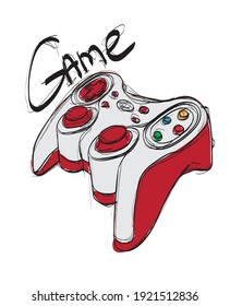 Vector sketch. Advance game controller or gamepad flat vector icon for gaming apps and websites