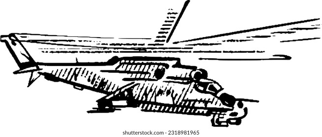 the vector sketch of the air force helicopter