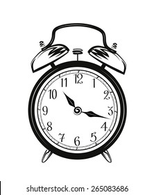 Vector sketch of a alarm clock on white background.