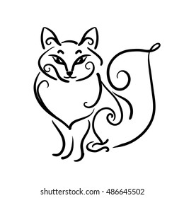 Vector sketch of the animal  isolated on white background.Sketch for avatar, tattoo, poster, print, t-shirt
