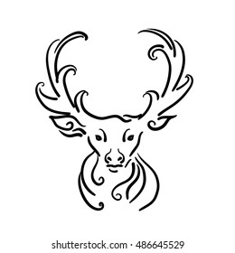 Vector sketch of the animal  isolated on white background.Sketch for avatar, tattoo, poster, print, t-shirt