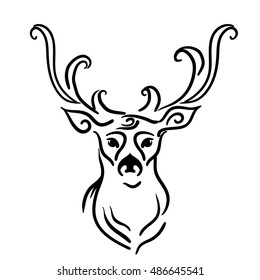 Vector sketch of the animal  isolated on white background.
Sketch for avatar, tattoo, poster, print, t-shirt