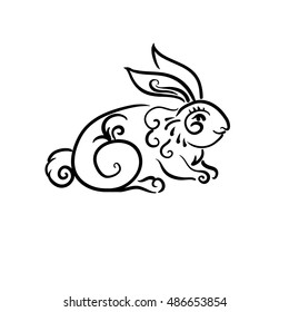 Vector sketch of the animal  isolated on white background.
Sketch for avatar, tattoo, poster, print, t-shirt