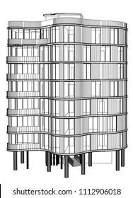 Vector sketch apartment on the white background. Vector architectural illustration
