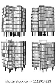 Vector sketch apartment on the white background. Vector architectural illustration