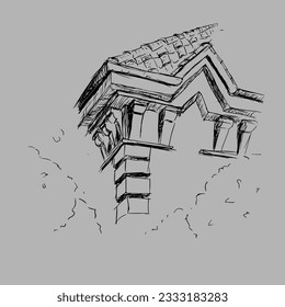 vector sketch of architecture beautiful old style building