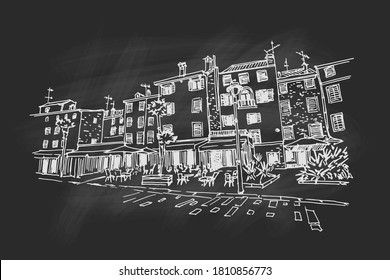 Vector sketch of architecture of Rovinj, Croatia.