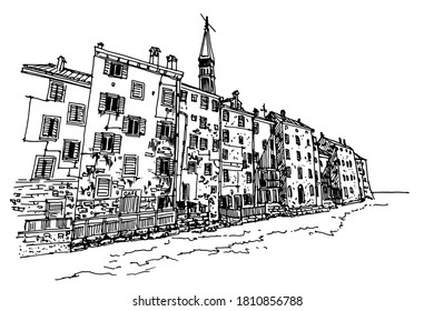 Vector sketch of architecture of Rovinj, Croatia.