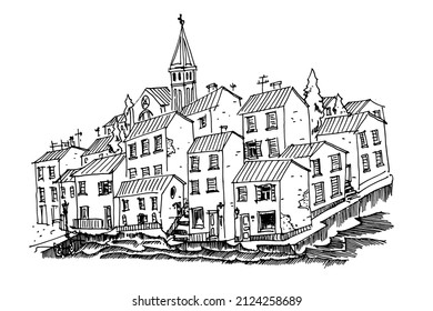 Vector sketch of architecture of Rovinj, Croatia.