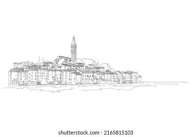 Vector sketch of architecture of Rovinj, Croatia.