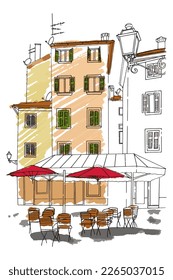 Vector sketch of architecture of Rovinj, Croatia.