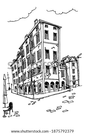 Vector sketch of architecture of Rovinj, Croatia.